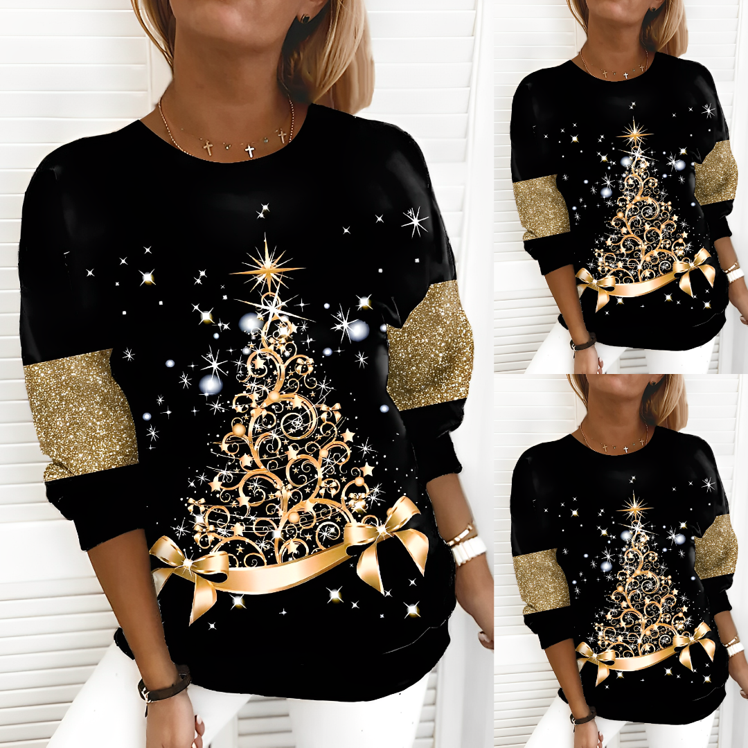 Emily | Classic Glitter Sleeve Christmas Jumper for Women