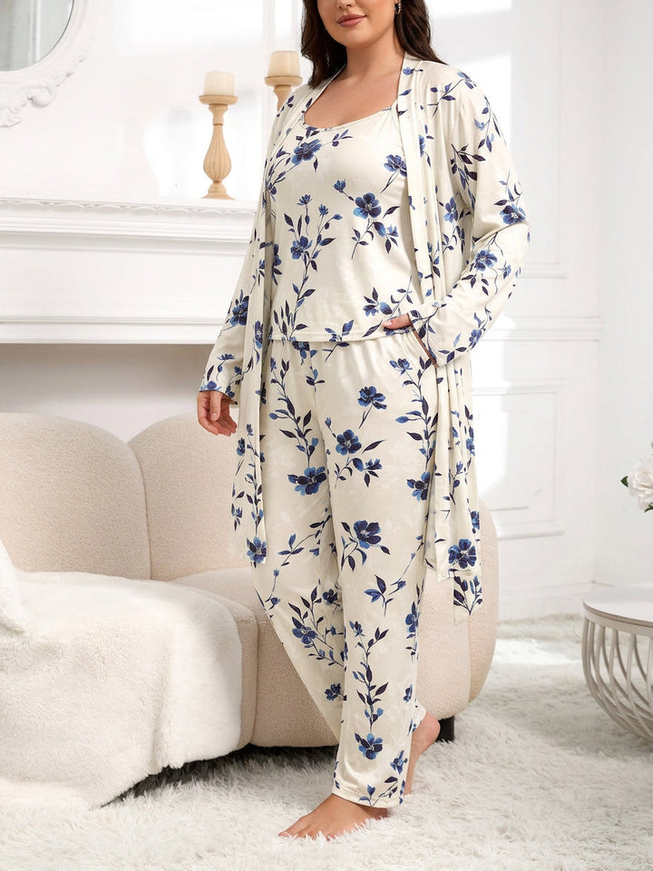 Emily | Graceful Floral Ladies Pyjamas Set with Robe