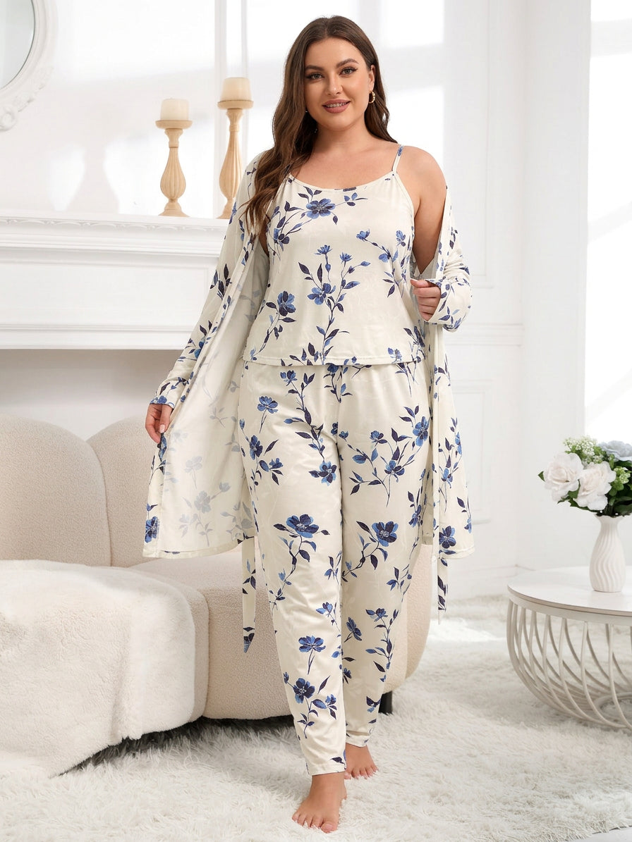 Emily | Graceful Floral Ladies Pyjamas Set with Robe