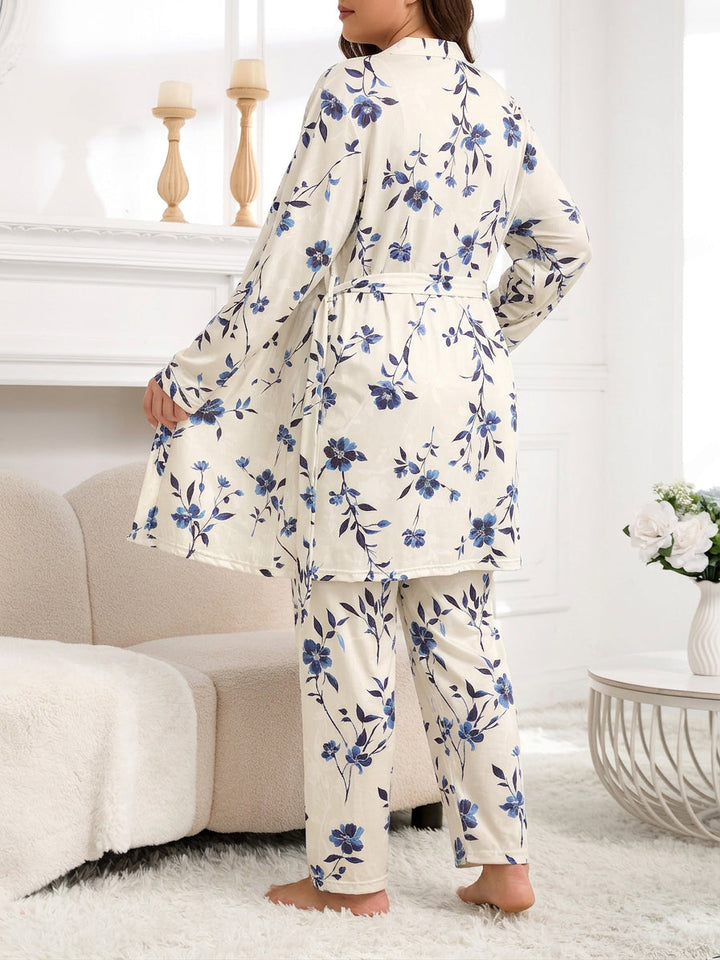 Emily | Graceful Floral Ladies Pyjamas Set with Robe