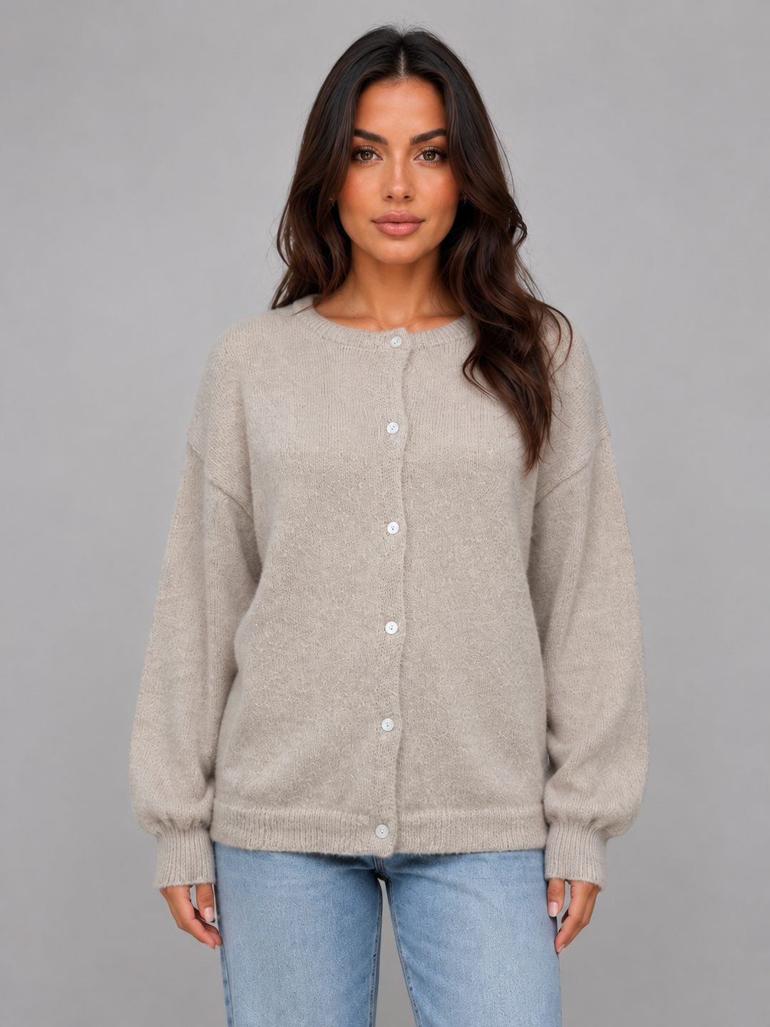 Emily | Polished Crew Neck Christmas Jumper for Women Knit Cardigan