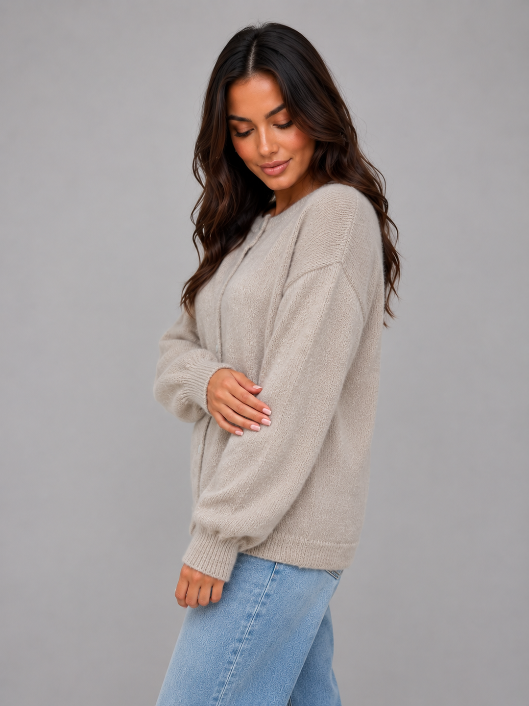 Emily | Polished Crew Neck Christmas Jumper for Women Knit Cardigan
