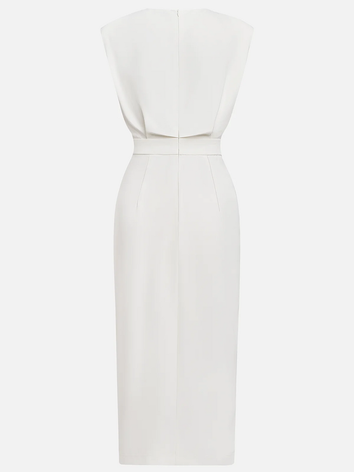 Erin | Elegant Sleeveless Button Front Midi Christmas Party Dress