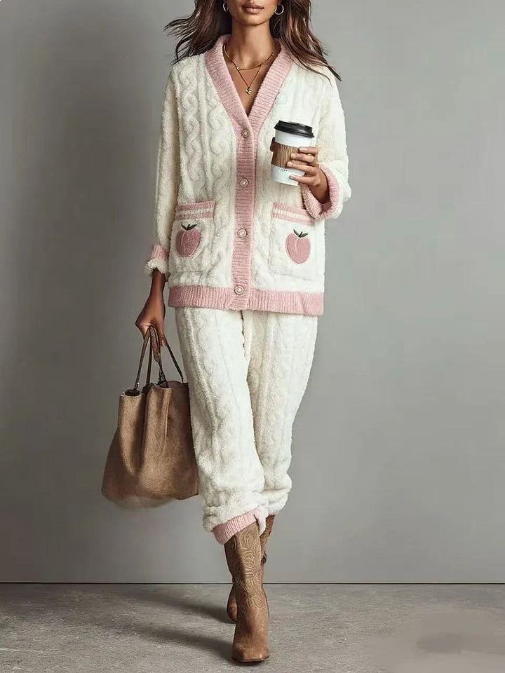 Erin | Stylish Cable Knit Pyjama Set with Fruit Embroidered Pockets