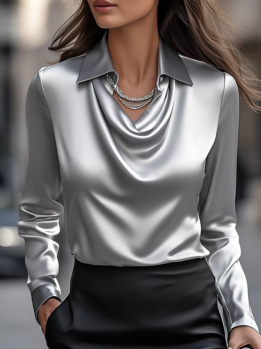 Esme | Polished Cowl Neck Long Sleeve Party Top