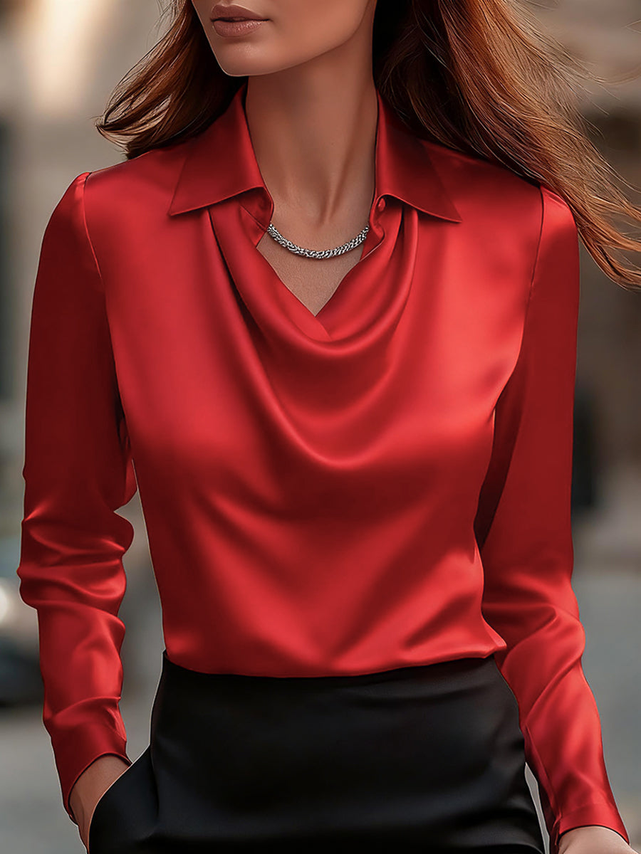 Esme | Polished Cowl Neck Long Sleeve Party Top