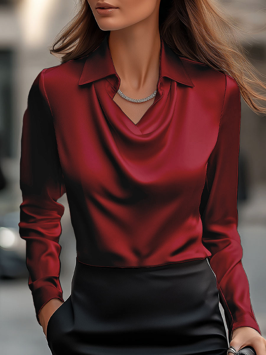 Esme | Polished Cowl Neck Long Sleeve Party Top