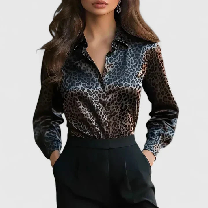 Eva | Effortless Leopard Print Long Sleeve Party Top