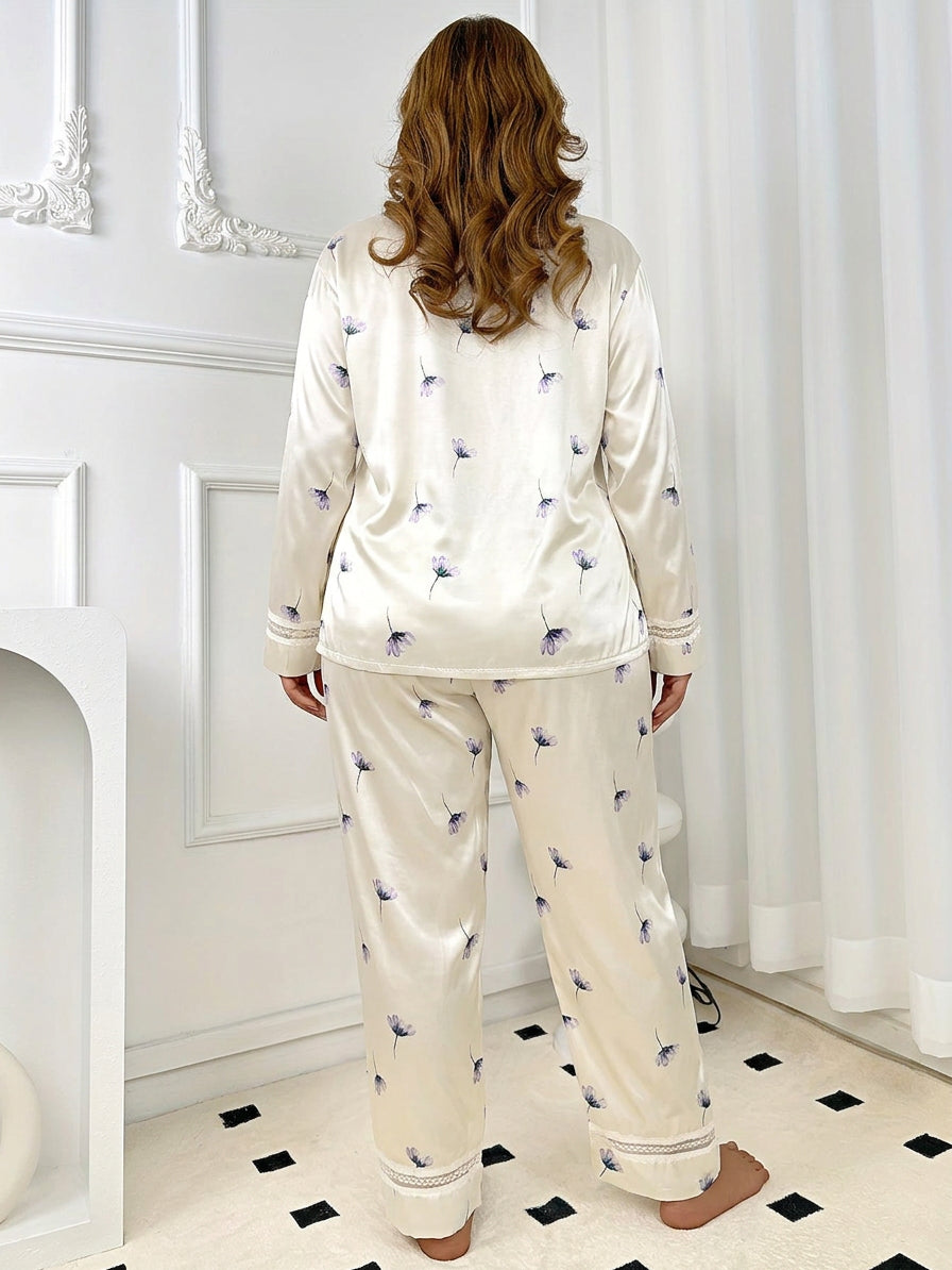 Eva | Elegant Floral Ladies Pyjamas with Lace Trim