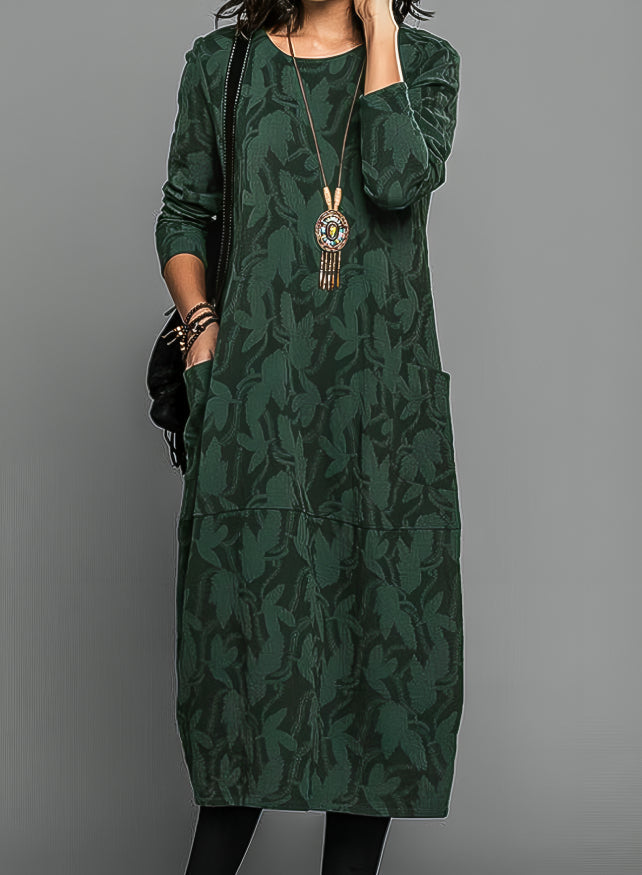 Eva | Polished Jacquard Knit Long Sleeve Jumper Dress