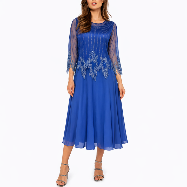 Eva | Timeless Beaded Midi Christmas Party Dress