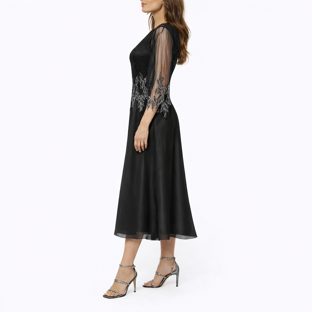 Eva | Timeless Beaded Midi Christmas Party Dress