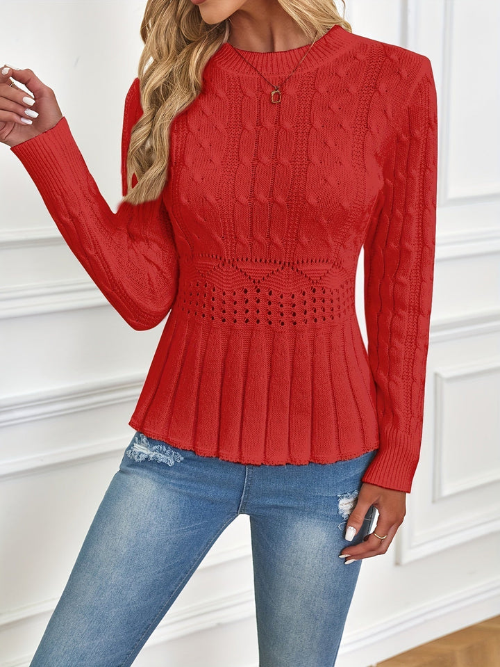 Evelyn | Effortless Cable-Knit Peplum Christmas Jumper for Women