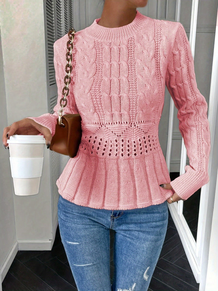 Evelyn | Effortless Cable-Knit Peplum Christmas Jumper for Women