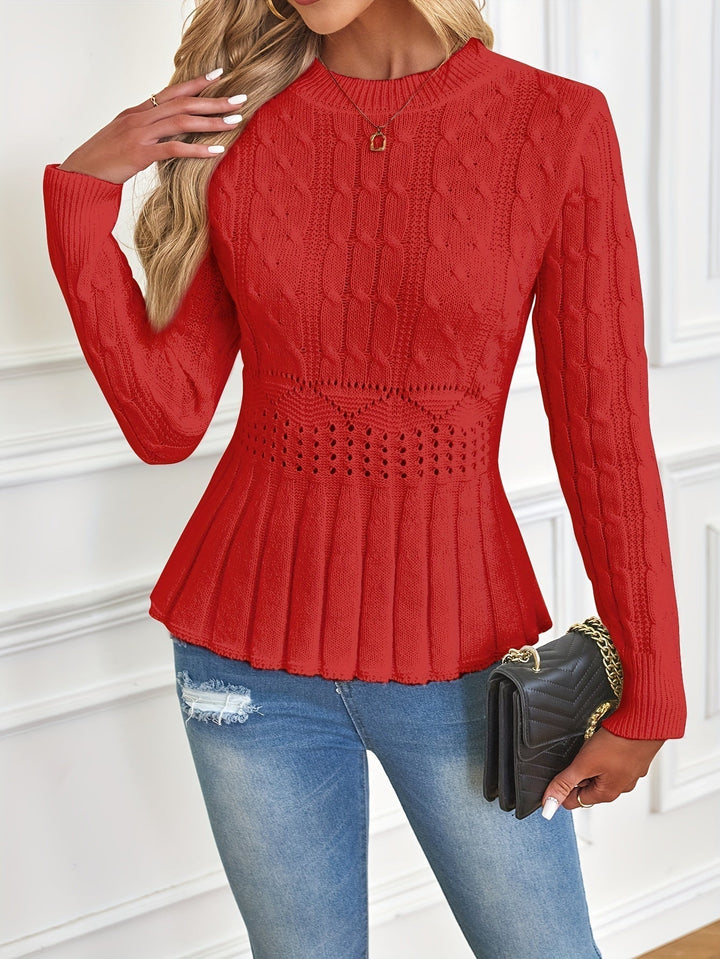 Evelyn | Effortless Cable-Knit Peplum Christmas Jumper for Women
