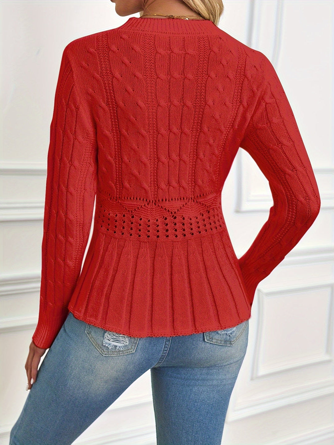 Evelyn | Effortless Cable-Knit Peplum Christmas Jumper for Women