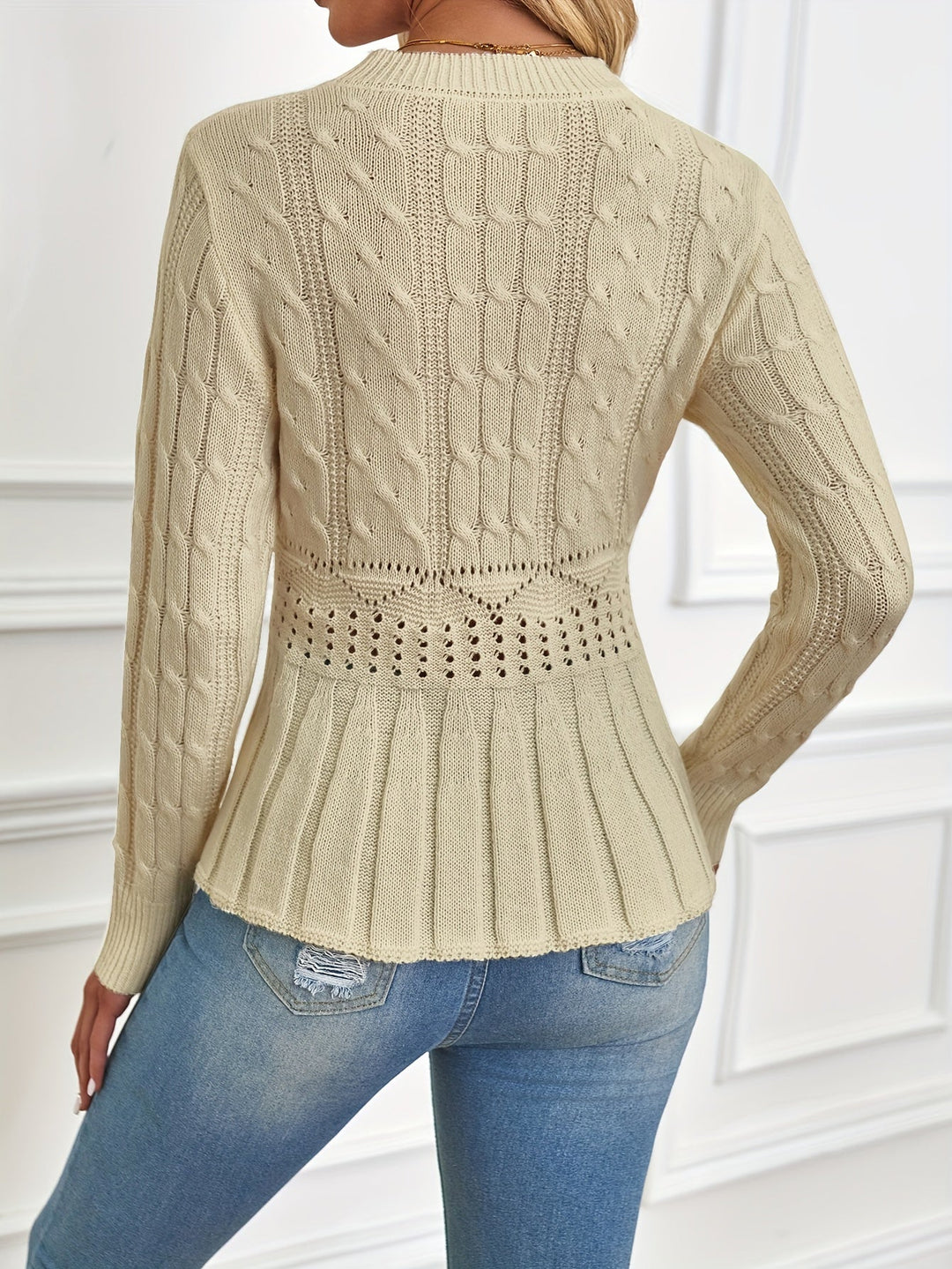 Evelyn | Effortless Cable-Knit Peplum Christmas Jumper for Women