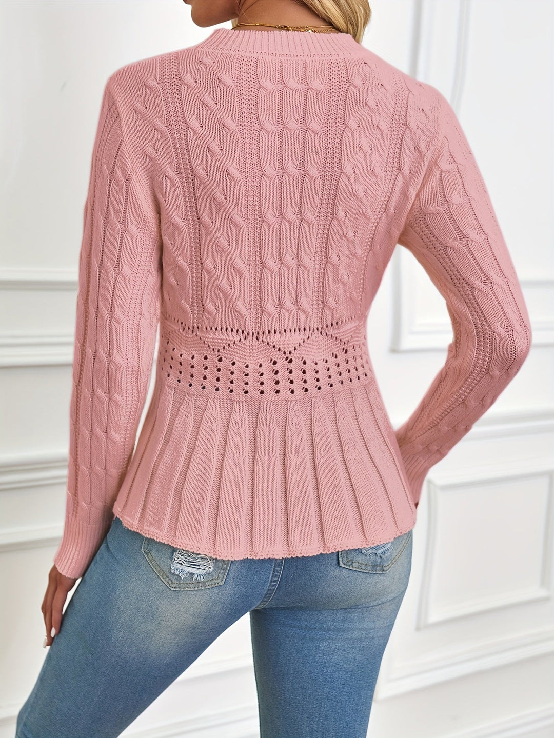 Evelyn | Effortless Cable-Knit Peplum Christmas Jumper for Women