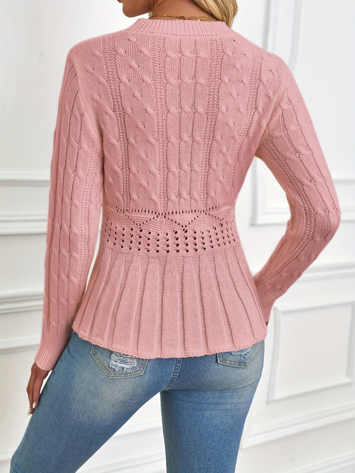 Evelyn | Effortless Cable-Knit Peplum Christmas Jumper for Women