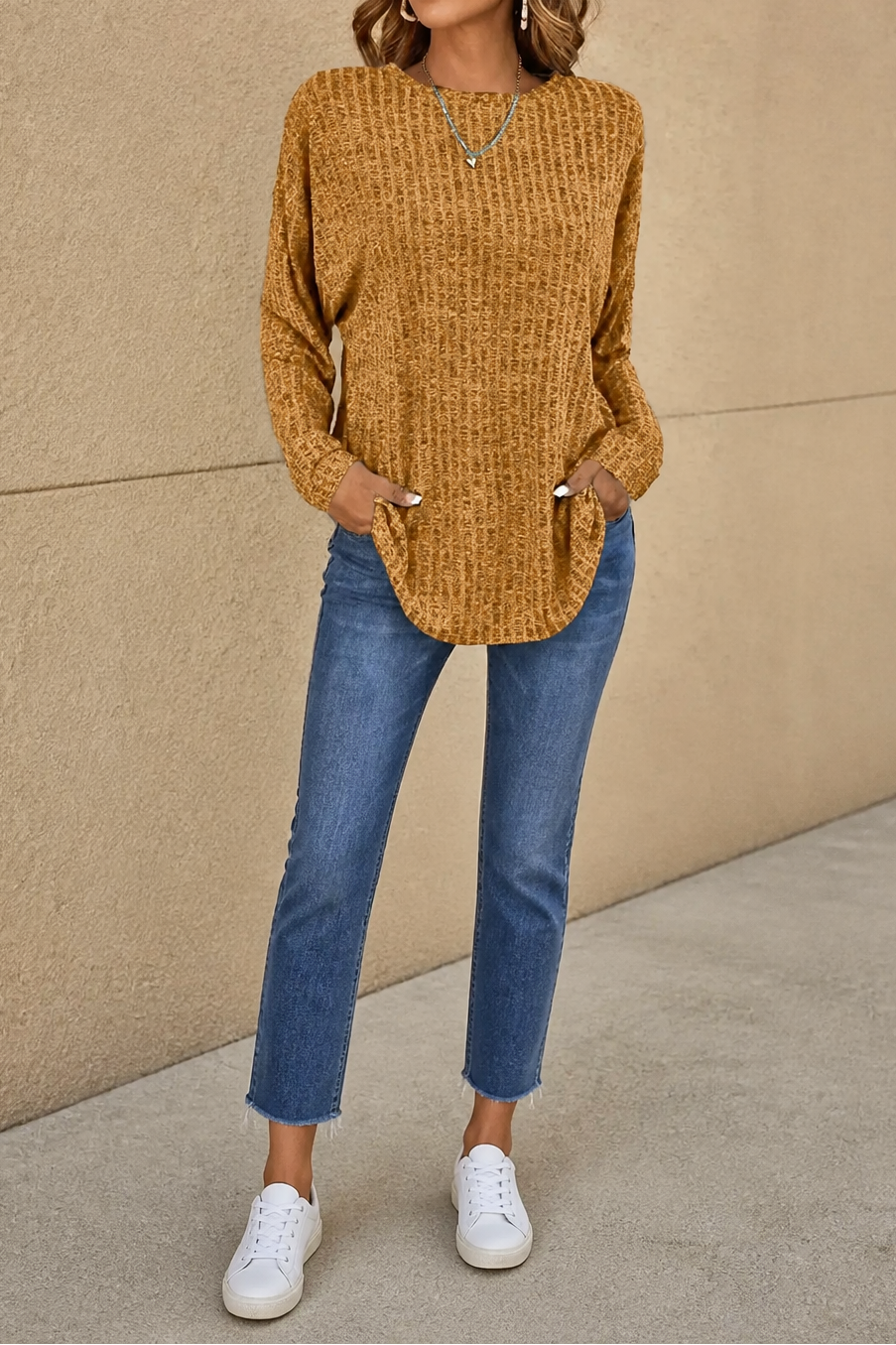 Evelyn | Oversized Ribbed Crew Neck Womens Knit Jumper