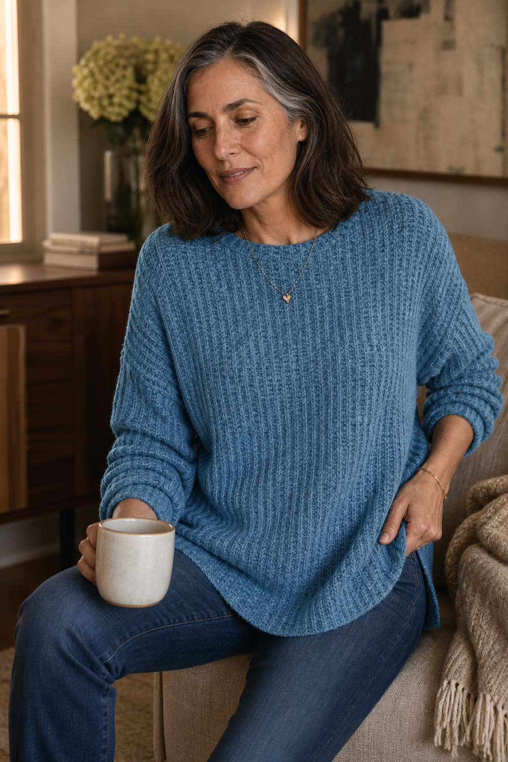Evelyn | Oversized Ribbed Crew Neck Womens Knit Jumper