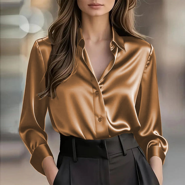 Evelyn | Sophisticated Long Sleeve Button-Front Party Top