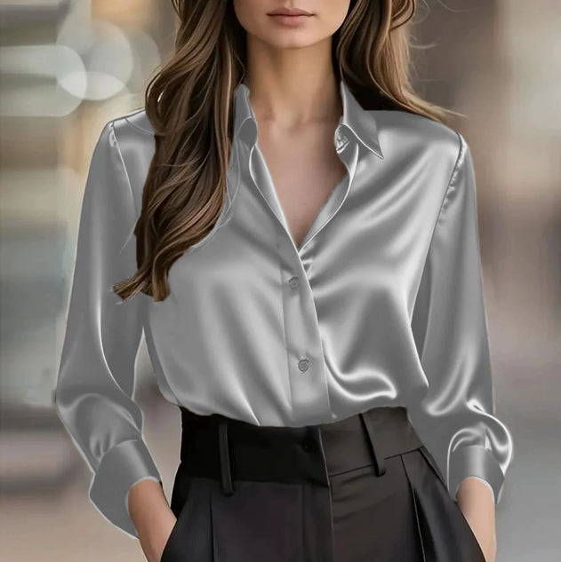 Evelyn | Sophisticated Long Sleeve Button-Front Party Top