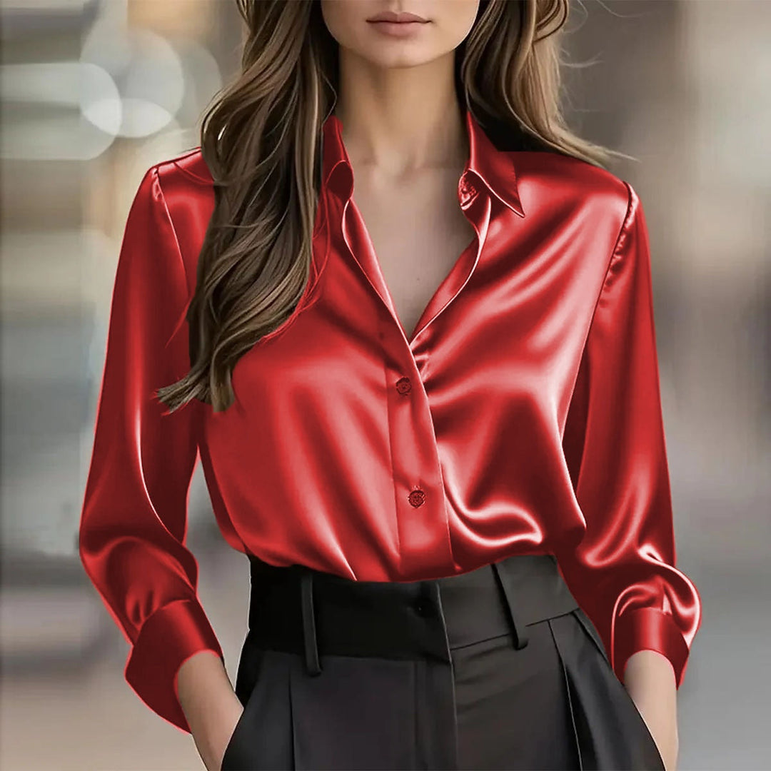 Evelyn | Sophisticated Long Sleeve Button-Front Party Top