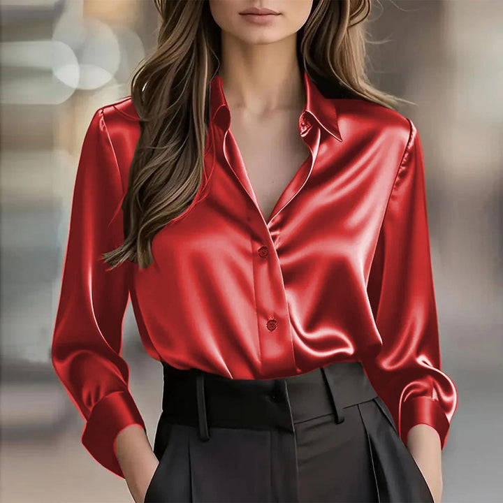 Evelyn | Sophisticated Long Sleeve Button-Front Party Top