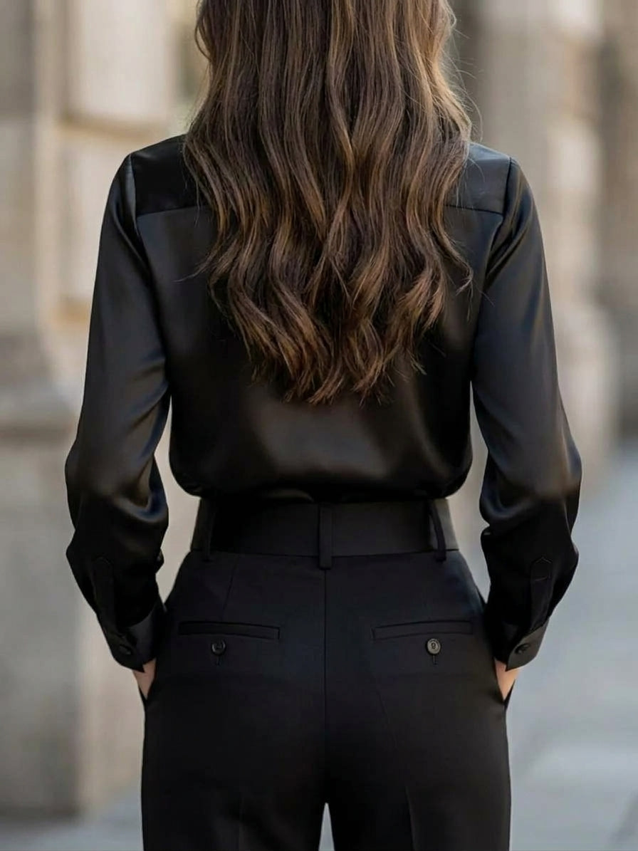Evelyn | Sophisticated Long Sleeve Button-Front Party Top