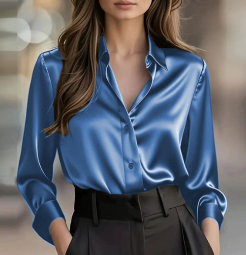 Evelyn | Sophisticated Long Sleeve Button-Front Party Top