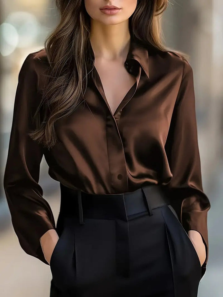 Evelyn | Sophisticated Long Sleeve Button-Front Party Top