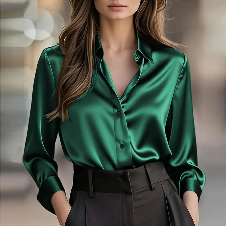 Evelyn | Sophisticated Long Sleeve Button-Front Party Top