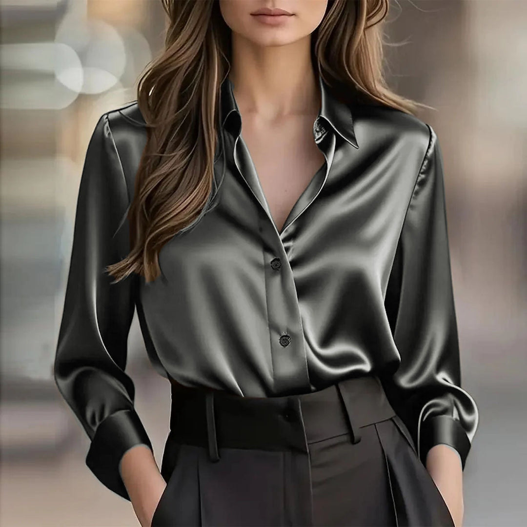 Evelyn | Sophisticated Long Sleeve Button-Front Party Top