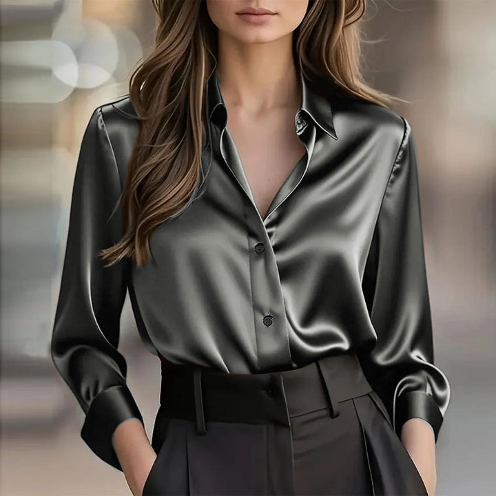 Evelyn | Sophisticated Long Sleeve Button-Front Party Top