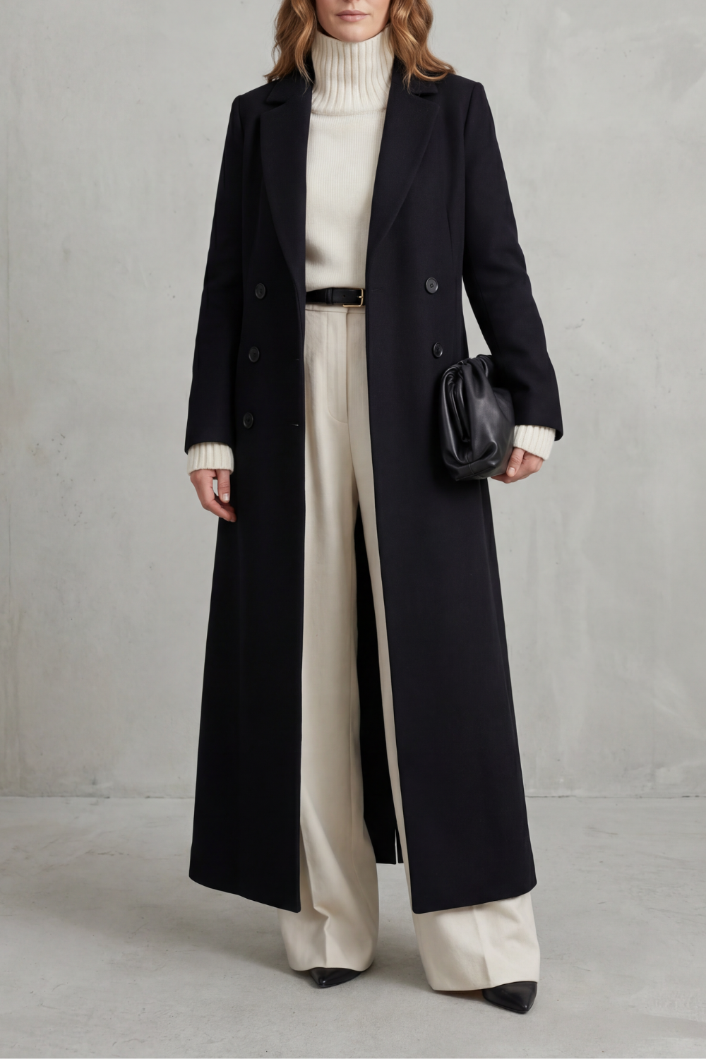 Evelyn | Sophisticated Tailored Double-Breasted Long Coat