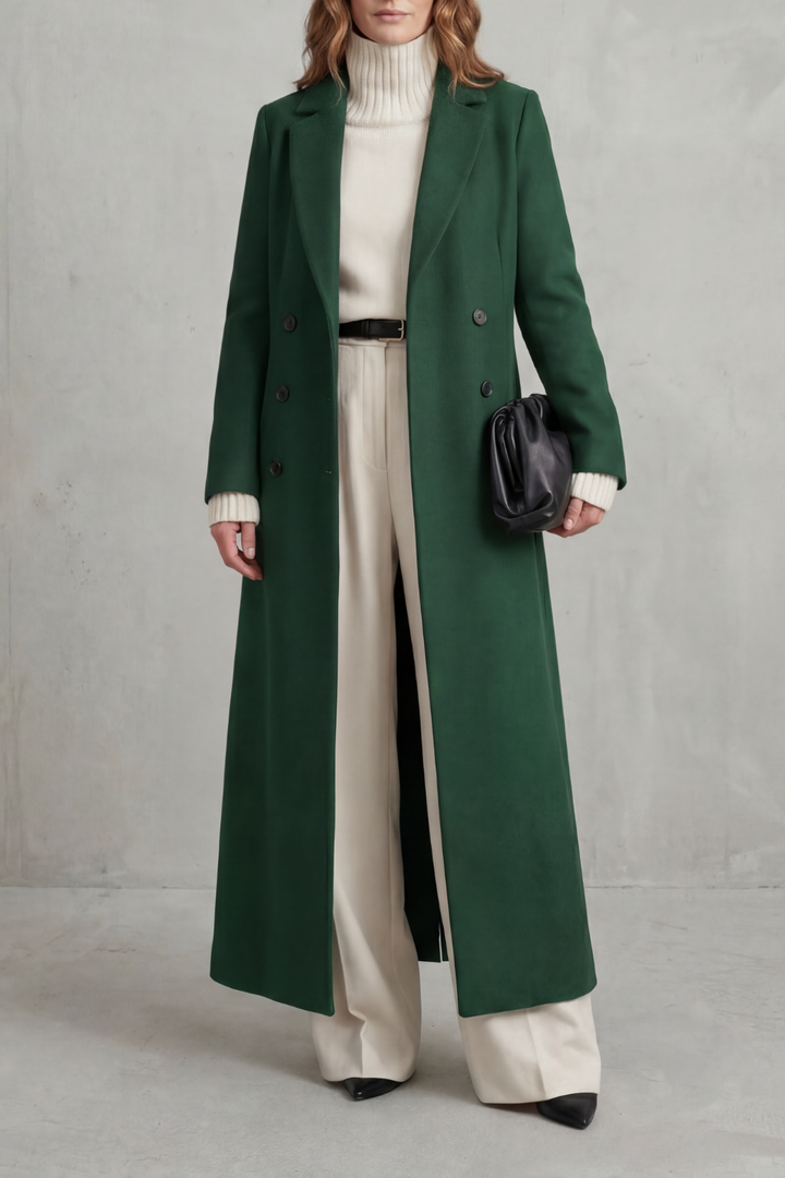Evelyn | Sophisticated Tailored Double-Breasted Long Coat