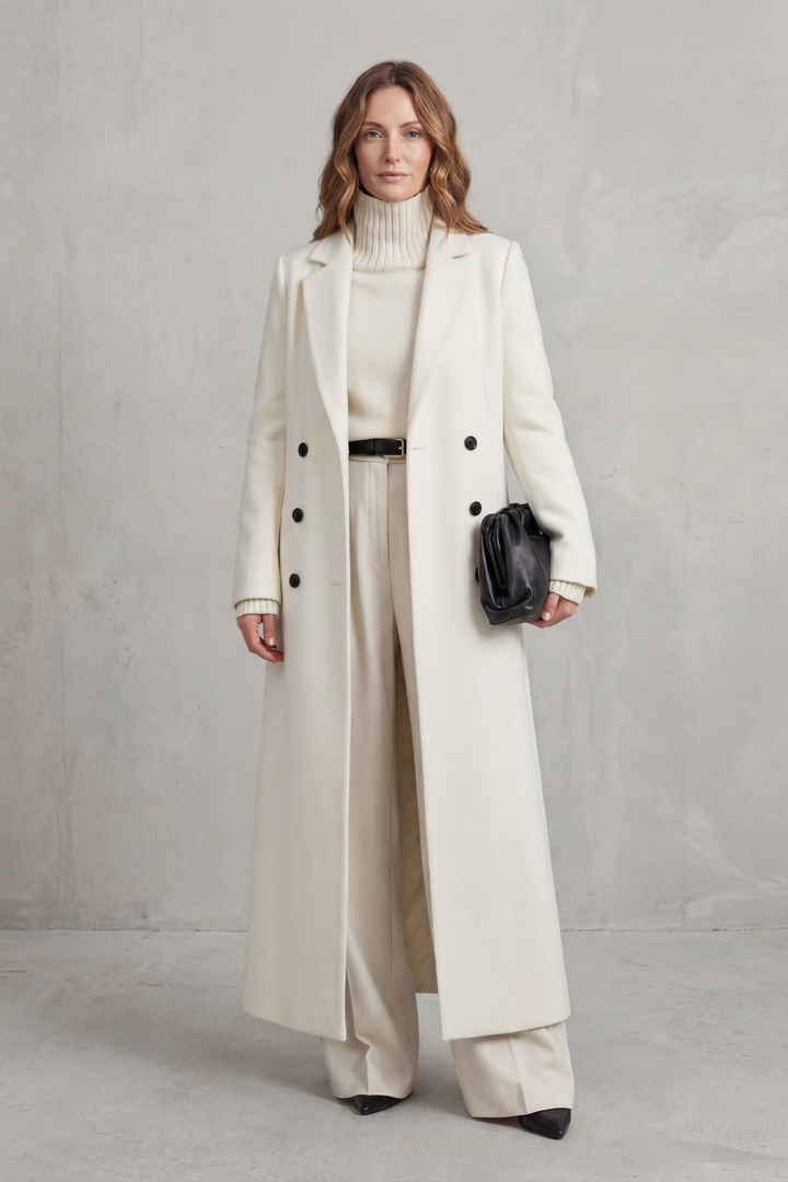 Evelyn | Sophisticated Tailored Double-Breasted Long Coat