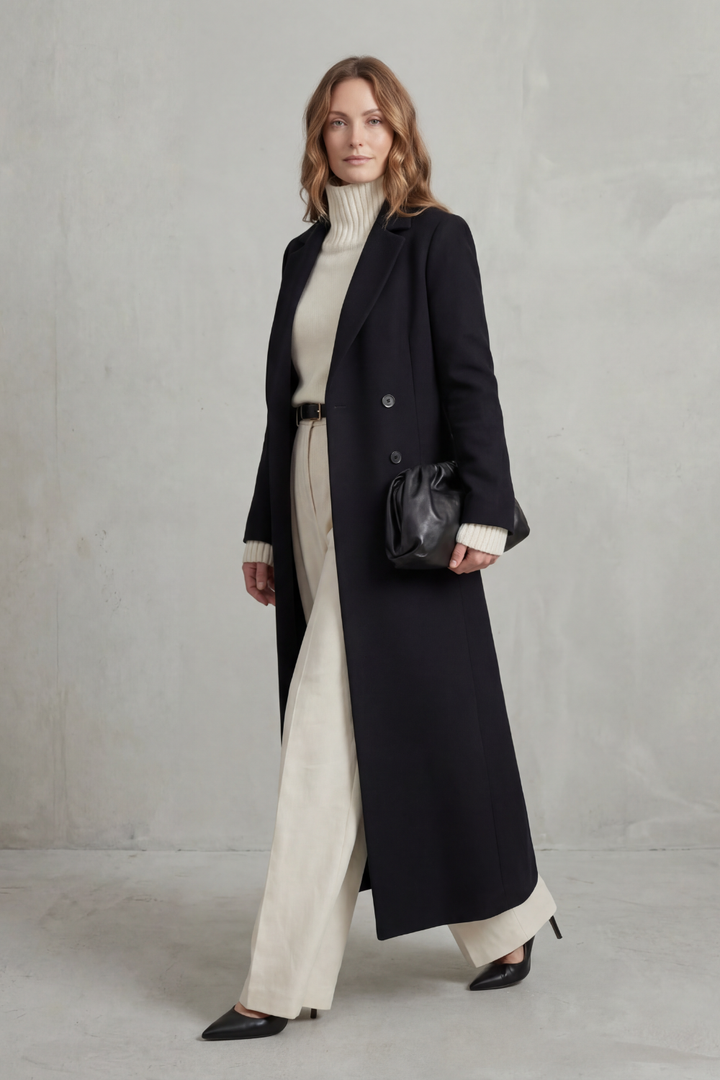 Evelyn | Sophisticated Tailored Double-Breasted Long Coat
