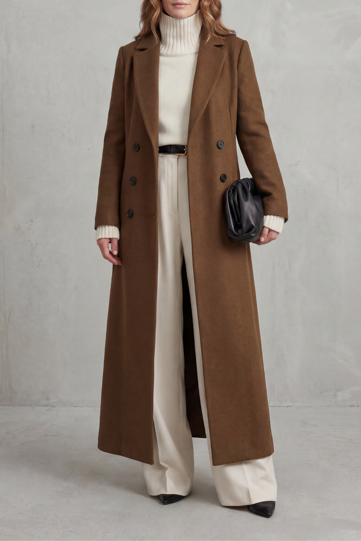 Evelyn | Sophisticated Tailored Double-Breasted Long Coat