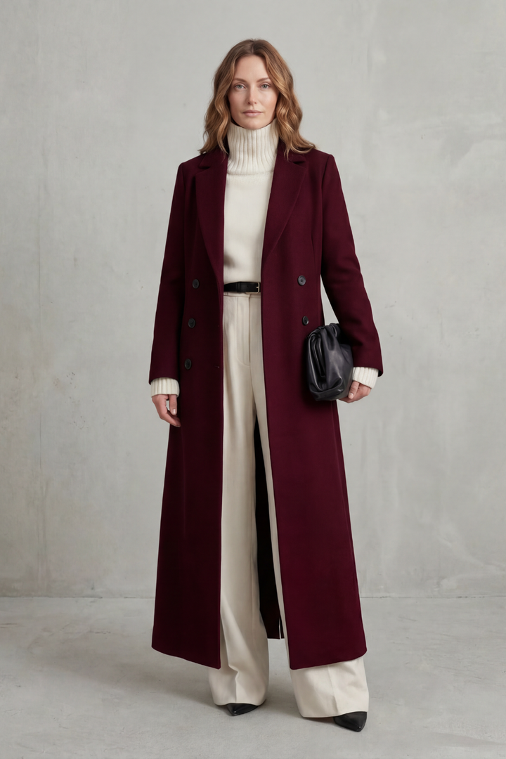 Evelyn | Sophisticated Tailored Double-Breasted Long Coat
