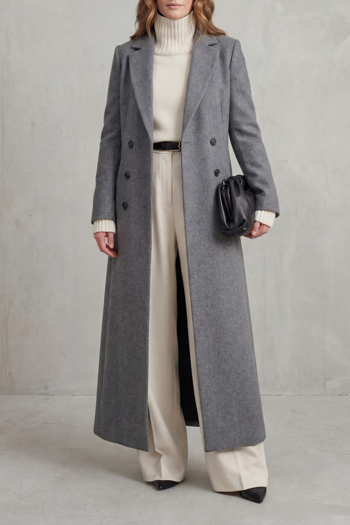 Evelyn | Sophisticated Tailored Double-Breasted Long Coat