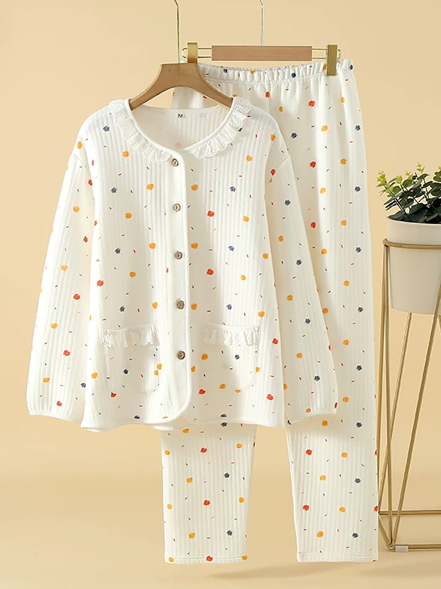 Evie | Chic Floral Quilted Long Sleeve Ladies Pyjamas Set