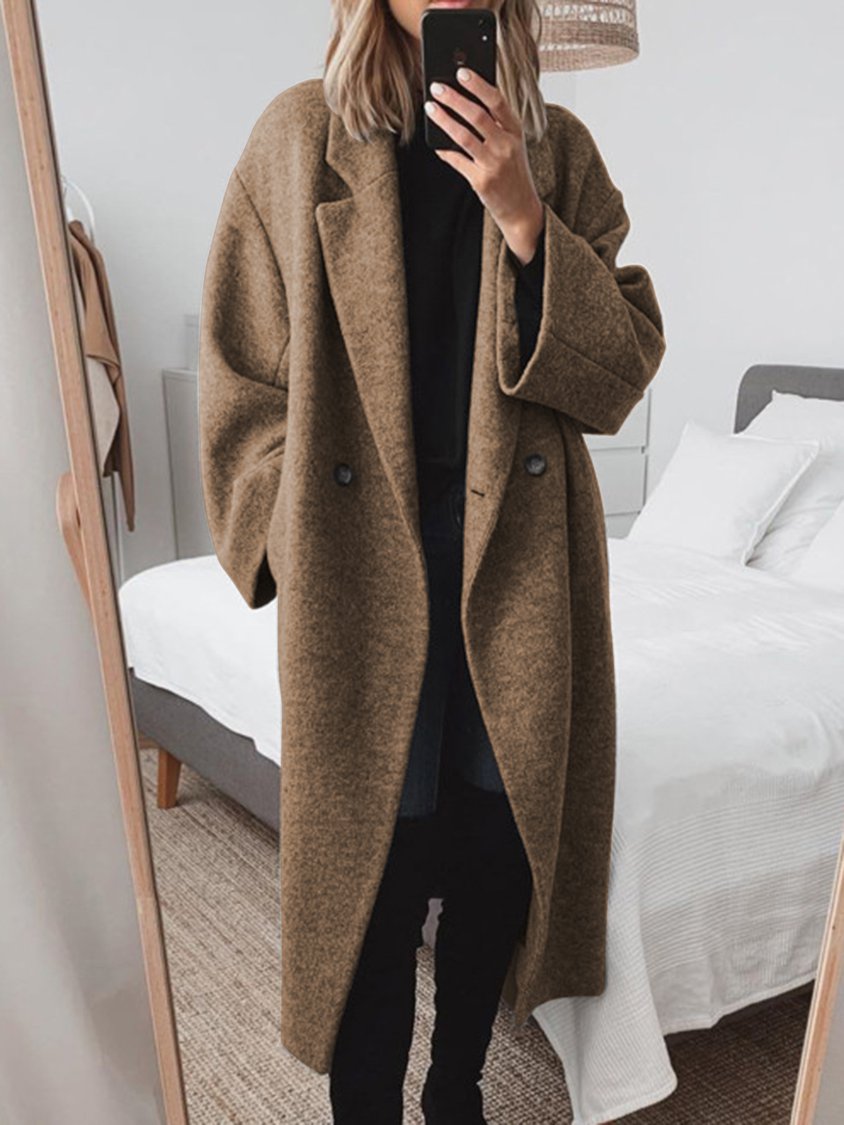 Evie | Classic Oversized Long Coat with Wide Collar