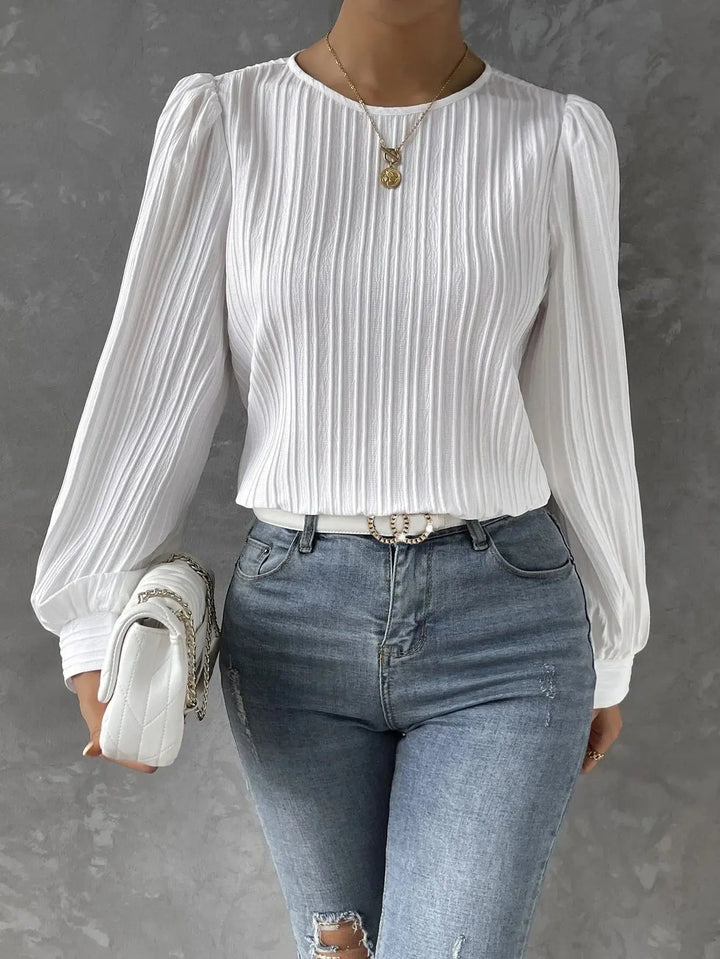 Evie | Polished Pleated Long Sleeve Party Top