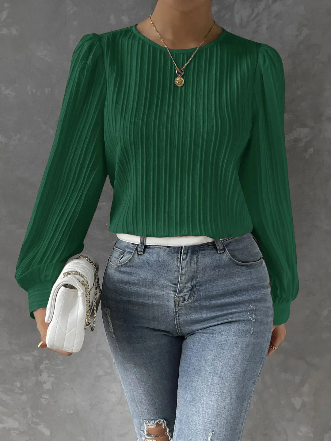 Evie | Polished Pleated Long Sleeve Party Top
