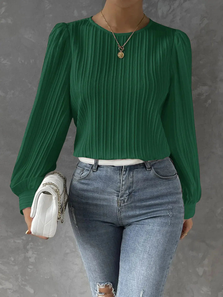 Evie | Polished Pleated Long Sleeve Party Top