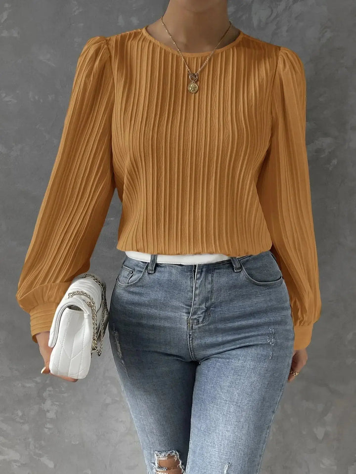 Evie | Polished Pleated Long Sleeve Party Top