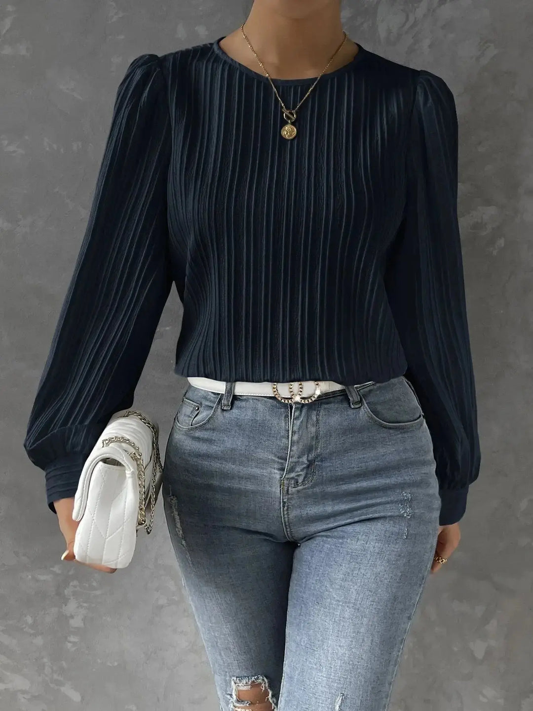 Evie | Polished Pleated Long Sleeve Party Top