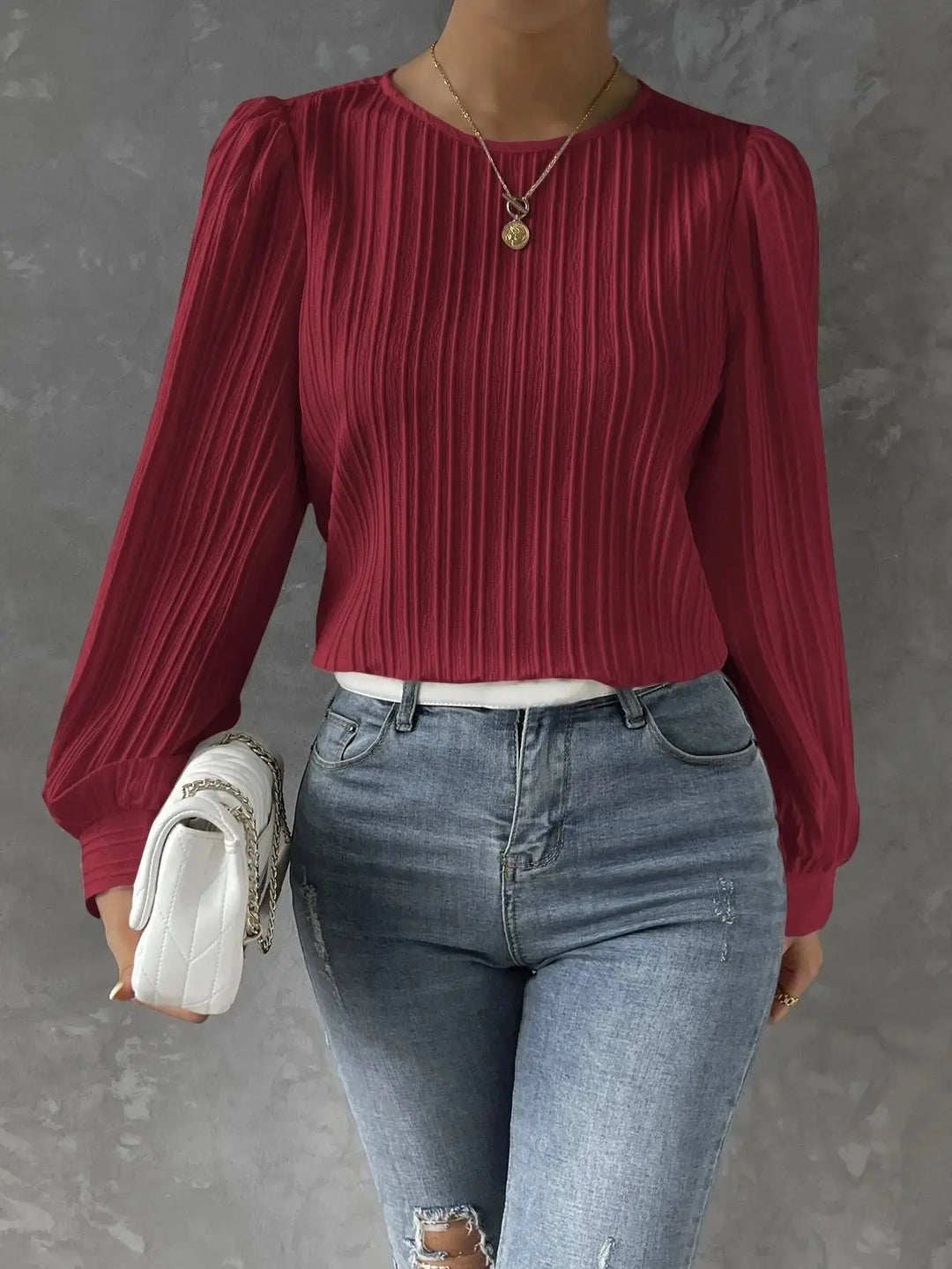 Evie | Polished Pleated Long Sleeve Party Top